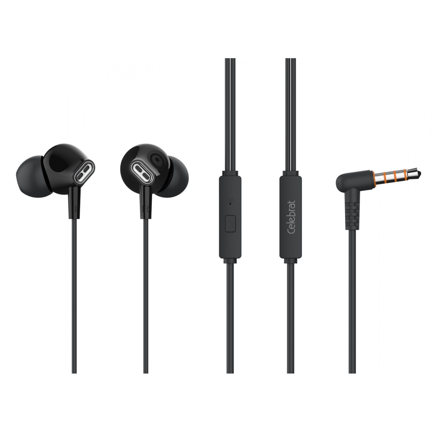CELEBRAT earphones με μικρόφωνο G21, 3.5mm, 1.2m, μαύρα CELEBRAT earphones με μικρόφωνο G21, 3.5mm, 1.2m, μαύρα