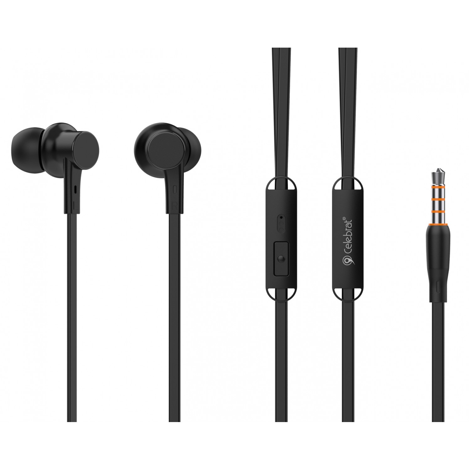 CELEBRAT earphones με μικρόφωνο G19, 3.5mm, 1.2m, μαύρα CELEBRAT earphones με μικρόφωνο G19, 3.5mm, 1.2m, μαύρα
