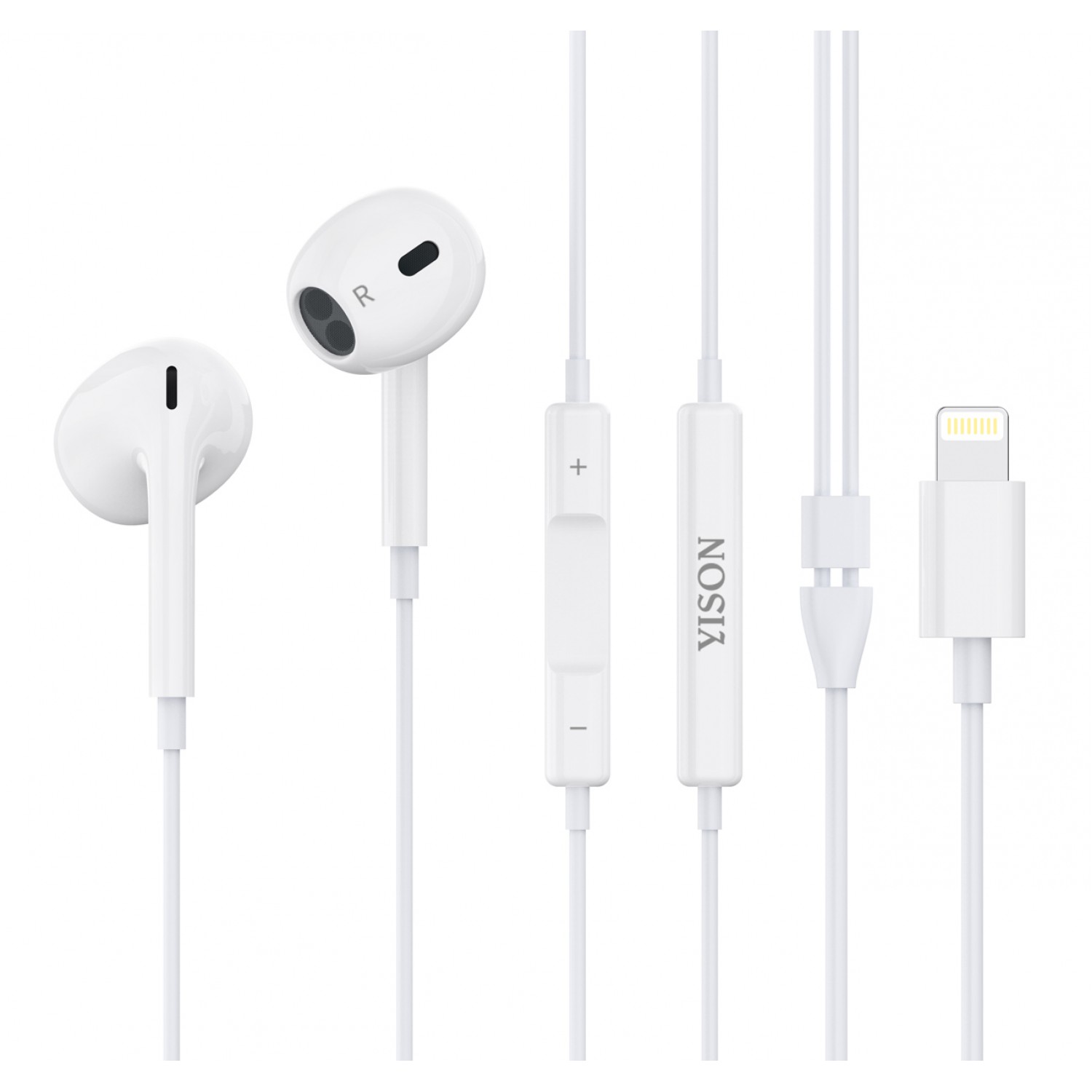 YISON earphones με μικρόφωνο X7, Lightning, 1.2m, λευκά YISON earphones με μικρόφωνο X7, Lightning, 1.2m, λευκά