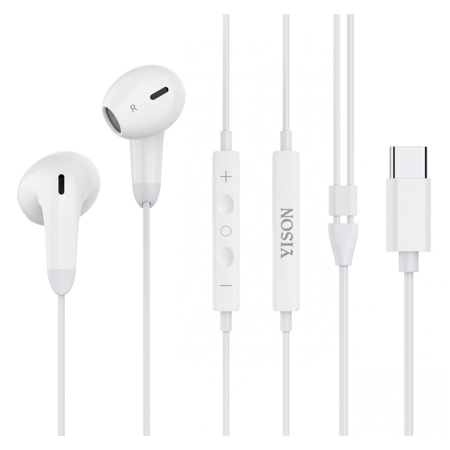 YISON earphones με μικρόφωνο X8, USB-C, 13mm, 1.2m, λευκά YISON earphones με μικρόφωνο X8, USB-C, 13mm, 1.2m, λευκά