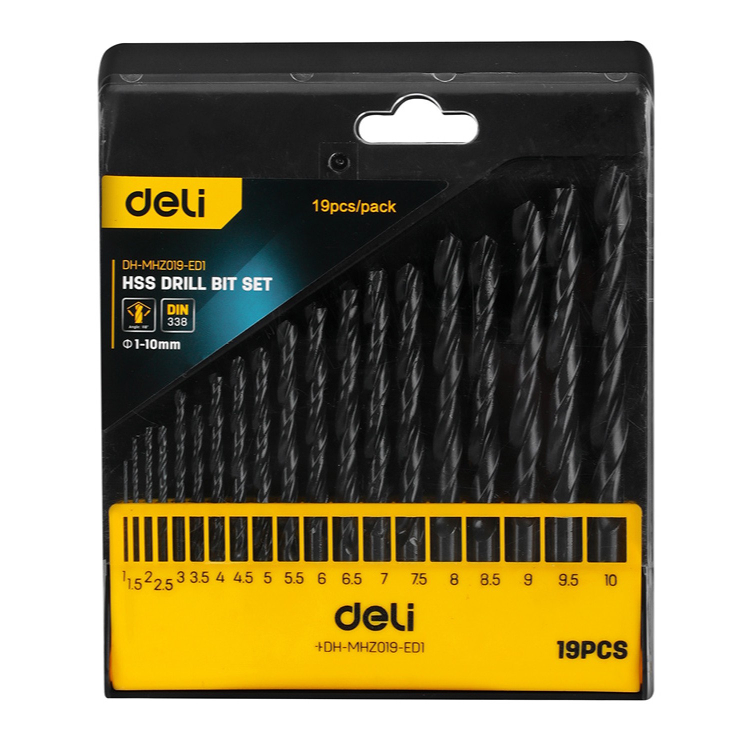 DELI σετ τρυπάνια DH-MHZ019-ED1 για σίδηρο HSS, 1-10mm, DIN 338, 19τμχ DELI σετ τρυπάνια DH-MHZ019-ED1 για σίδηρο HSS, 1-10mm, DIN 338, 19τμχ