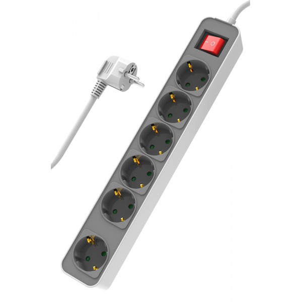 POWERTECH πολύπριζο ασφαλείας PT-1058, 6x schuko, 16A, 1.4m, λευκό POWERTECH πολύπριζο ασφαλείας PT-1058, 6x schuko, 16A, 1.4m, λευκό