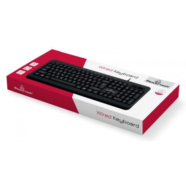 POWERTECH πληκτρολόγιο PT-1066, ενσύρματο, multimedia, EN/GR, μαύρο POWERTECH πληκτρολόγιο PT-1066, ενσύρματο, multimedia, EN/GR, μαύρο