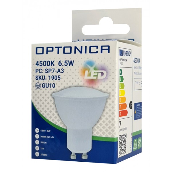 OPTONICA LED λάμπα spot 1905, 6.5W, 4500K, GU10, 550lm OPTONICA LED λάμπα spot 1905, 6.5W, 4500K, GU10, 550lm