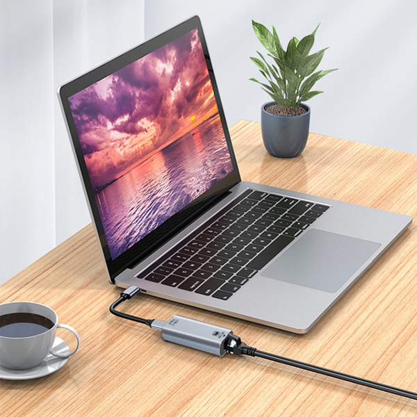 POWERTECH αντάπτορας USB-C σε RJ45 PTH-099, 1000Mbps, γκρι POWERTECH αντάπτορας USB-C σε RJ45 PTH-099, 1000Mbps, γκρι