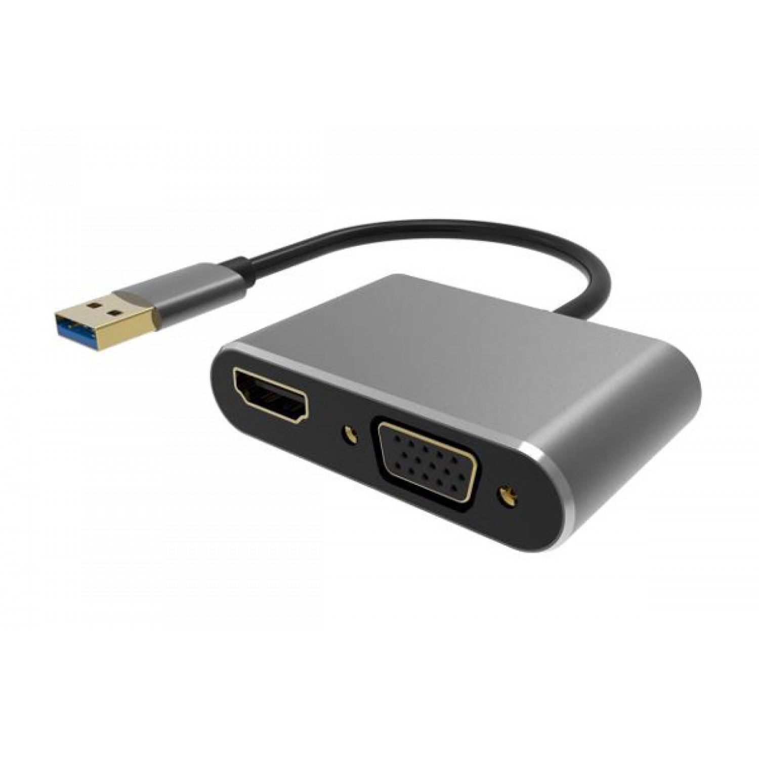 POWERTECH αντάπτορας USB σε HDMI & VGA PTH-101, 4K/30Hz, γκρι POWERTECH αντάπτορας USB σε HDMI & VGA PTH-101, 4K/30Hz, γκρι