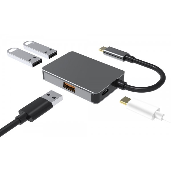 POWERTECH USB hub PTH-102, 4x θυρών, 10Gbps, USB-C σύνδεση, γκρι POWERTECH USB hub PTH-102, 4x θυρών, 10Gbps, USB-C σύνδεση, γκρι
