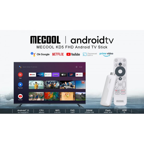 MECOOL TV Stick KD5, Google & Netflix certificate, FHD, WiFi, Android 11 MECOOL TV Stick KD5, Google & Netflix certificate, FHD, WiFi, Android 11