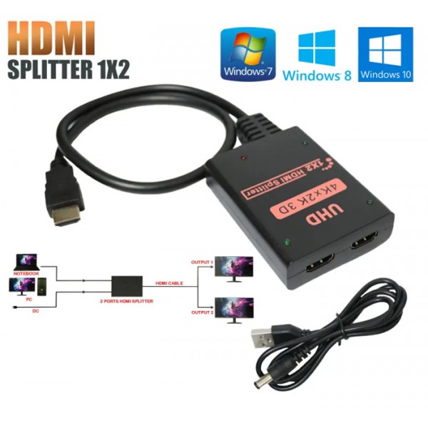 HDMI splitter CAB-H156, 1-in σε 2-out, 4K/60Hz, HDR/HDCP, 50cm, μαύρο HDMI splitter CAB-H156, 1-in σε 2-out, 4K/60Hz, HDR/HDCP, 50cm, μαύρο