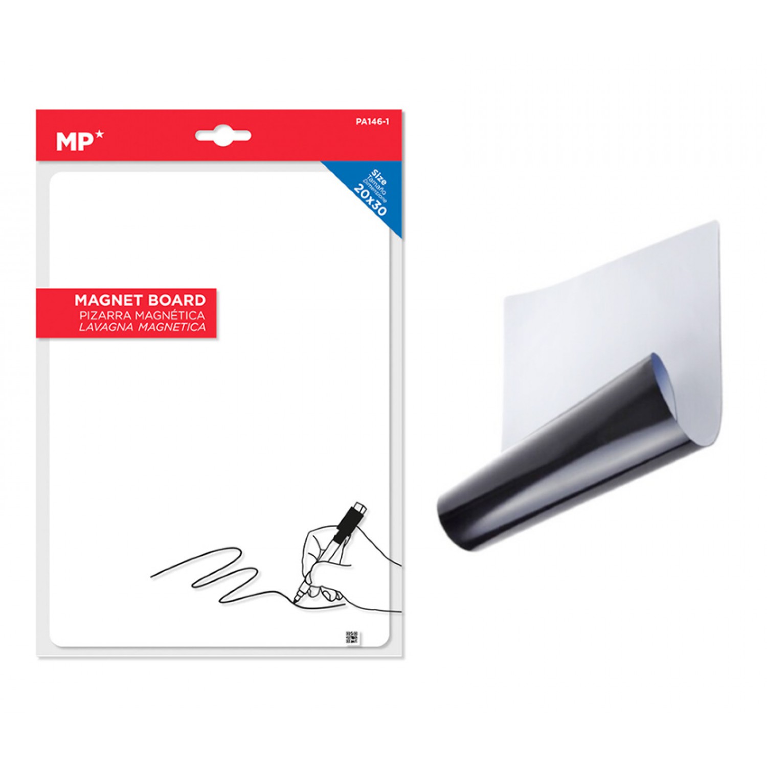 MP μαγνητικός πίνακας μαρκαδόρου PA146-1, ελαστικός, 20x30cm, λευκός MP μαγνητικός πίνακας μαρκαδόρου PA146-1, ελαστικός, 20x30cm, λευκός