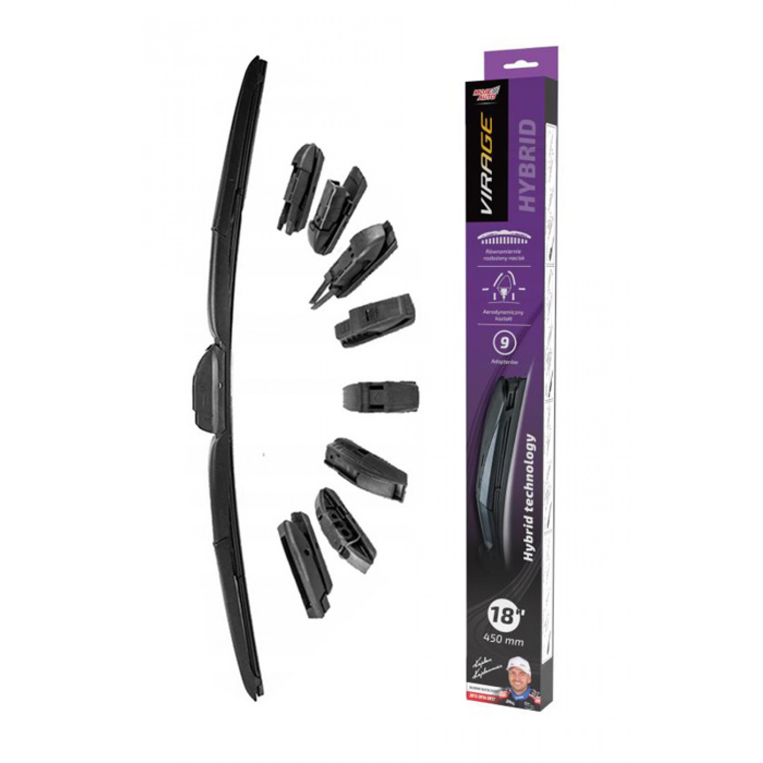 MOJE AUTO υαλοκαθαριστήρας Hybrid 92-H18, 18" (450mm), 9 αντάπτορες MOJE AUTO υαλοκαθαριστήρας Hybrid 92-H18, 18" (450mm), 9 αντάπτορες