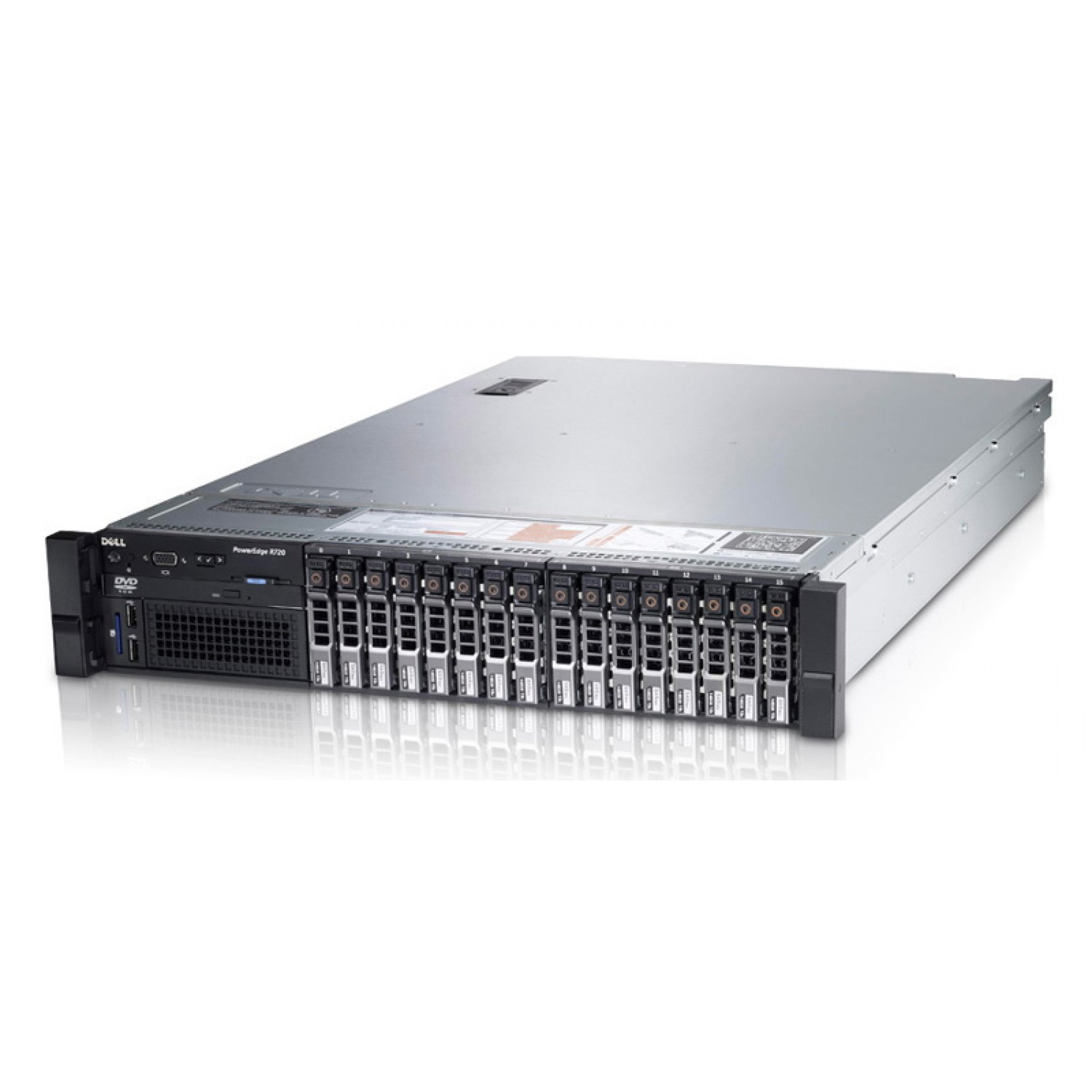 DELL Server R720, 2x E5-2670, 64GB, 2x 750W, H710 mini, 16x 2.5", REF SQ