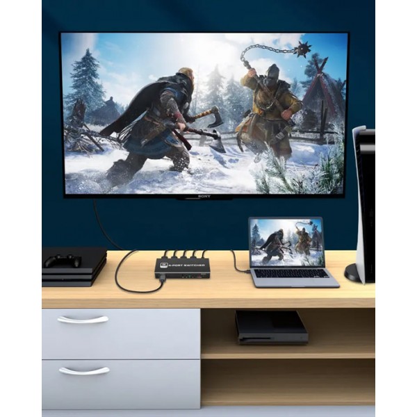 HDMI switch CAB-H149, 4-in σε 1-out, 4K/120Hz, 8K/60Hz, μαύρο