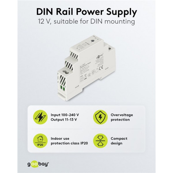 GOOBAY τροφοδοτικό 59573 για DIN rail, 12V/1.25A, 15W, IP20 GOOBAY τροφοδοτικό 59573 για DIN rail, 12V/1.25A, 15W, IP20
