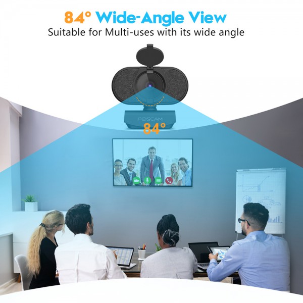 FOSCAM web κάμερα W41, USB, 4MP, 2K, μικρόφωνο, 84° γωνία θέασης, μαύρη