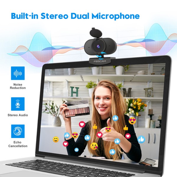 FOSCAM web κάμερα W25, USB, 2MP, Full HD, mic, 84° γωνία θέασης, μαύρη