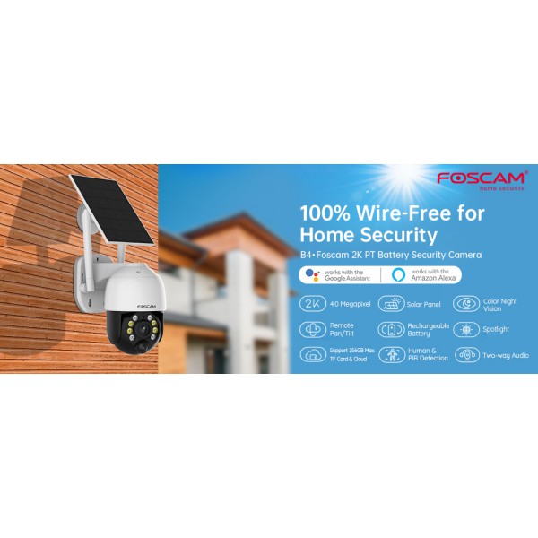 FOSCAM smart IP ηλιακή κάμερα B4, 5000mAh, IP65, 4MP, WiFi, PTZ FOSCAM smart IP ηλιακή κάμερα B4, 5000mAh, IP65, 4MP, WiFi, PTZ