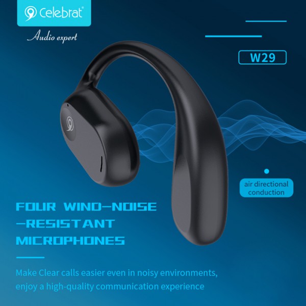 CELEBRAT earphones με θήκη φόρτισης W29, Open Wearable Stereo, μαύρα CELEBRAT earphones με θήκη φόρτισης W29, Open Wearable Stereo, μαύρα