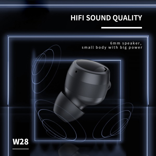 CELEBRAT earphones με θήκη φόρτισης TWS-W28, True Wireless, μαύρα CELEBRAT earphones με θήκη φόρτισης TWS-W28, True Wireless, μαύρα