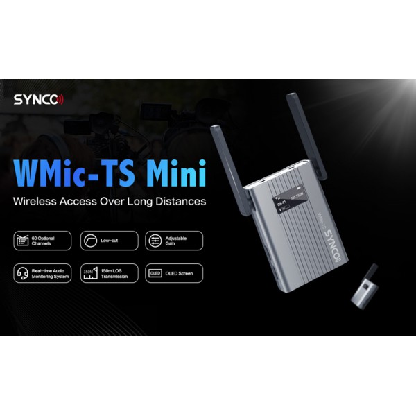 SYNCO ασύρματο μικρόφωνο WMic-TS Mini, ενσωματωμένο clip-on, UHF, γκρι SYNCO ασύρματο μικρόφωνο WMic-TS Mini, ενσωματωμένο clip-on, UHF, γκρι