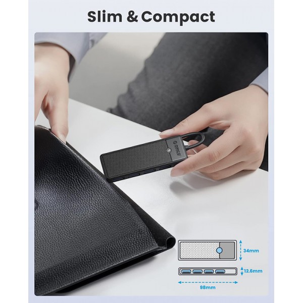 ORICO USB hub PAPW4A-C3, 4x θυρών, 5Gbps, USB-C σύνδεση, μαύρο ORICO USB hub PAPW4A-C3, 4x θυρών, 5Gbps, USB-C σύνδεση, μαύρο