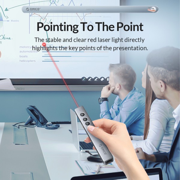 ORICO presenter OPPT-06 με laser & πλήκτρα, επαναφορτιζόμενο, 50m, γκρι