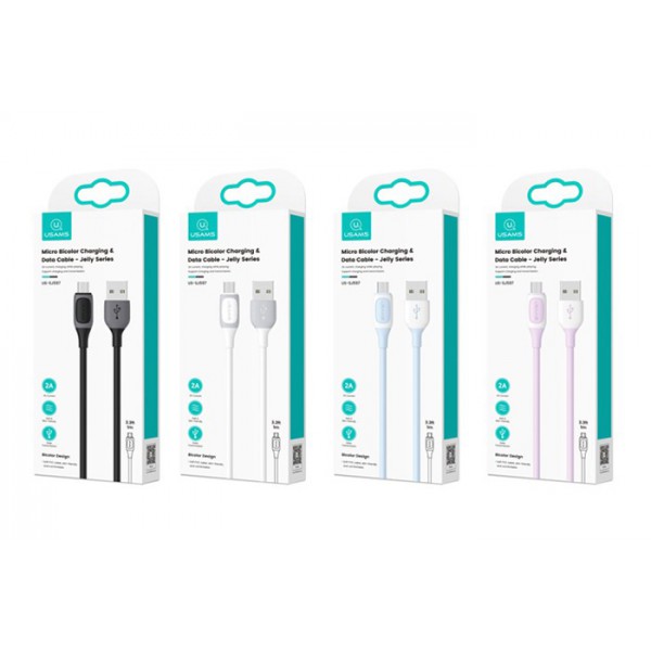 USAMS καλώδιο Micro USB σε USB US-SJ597, 2A, 1m, λευκό