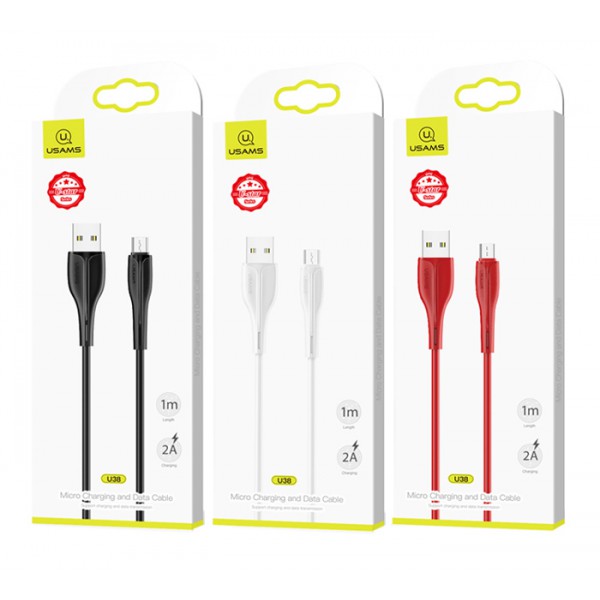 USAMS καλώδιο Micro USB σε USB US-SJ373, 2A, 1m, λευκό USAMS καλώδιο Micro USB σε USB US-SJ373, 2A, 1m, λευκό