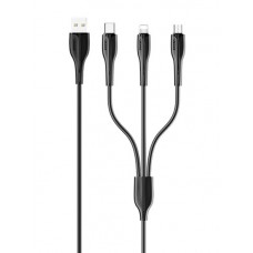 USAMS καλώδιο USB σε USB-C/Lightning/Micro USB US-SJ374, 2A, 1m, μαύρο