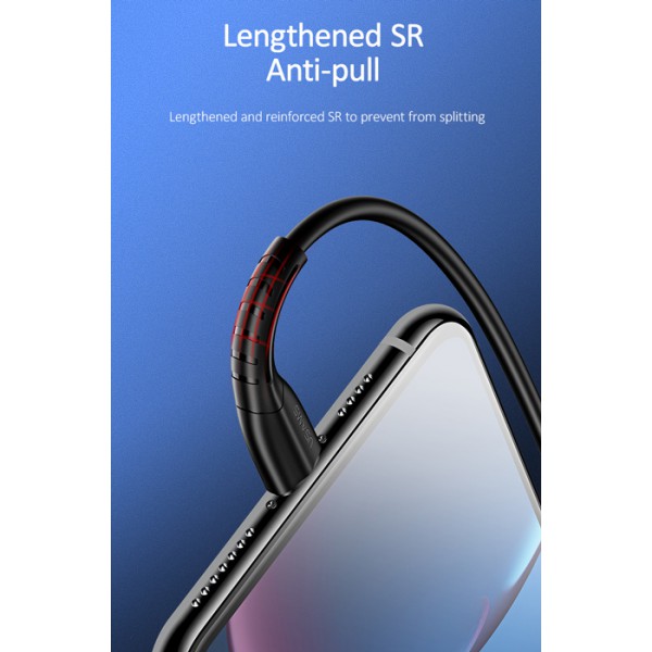 USAMS καλώδιο Lightning σε USB US-SJ364, 2A, 1m, μαύρο USAMS καλώδιο Lightning σε USB US-SJ364, 2A, 1m, μαύρο