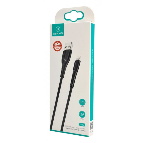 USAMS καλώδιο Lightning σε USB US-SJ364, 2A, 1m, μαύρο USAMS καλώδιο Lightning σε USB US-SJ364, 2A, 1m, μαύρο