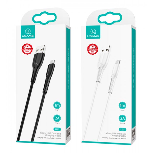 USAMS καλώδιο Micro USB σε USB US-SJ365, 2A, 1m, μαύρο USAMS καλώδιο Micro USB σε USB US-SJ365, 2A, 1m, μαύρο