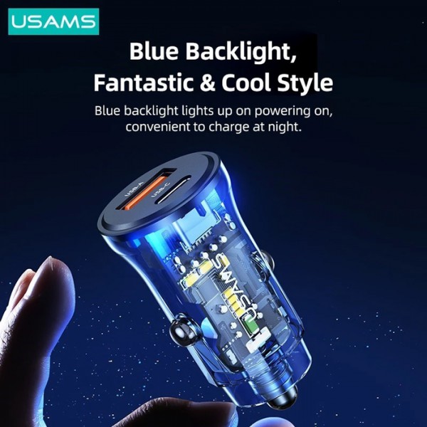 USAMS φορτιστής αυτοκινήτου US-CC164, USB & USB-C, 30W, μαύρος USAMS φορτιστής αυτοκινήτου US-CC164, USB & USB-C, 30W, μαύρος