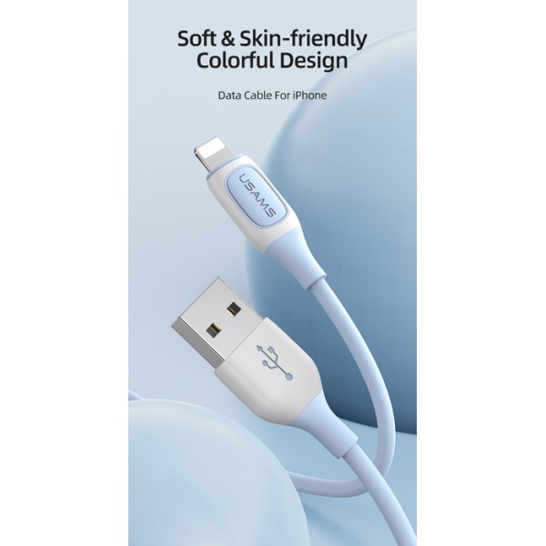 USAMS καλώδιο Lightning σε USB US-SJ595, 2.4A, 1m, λευκό USAMS καλώδιο Lightning σε USB US-SJ595, 2.4A, 1m, λευκό