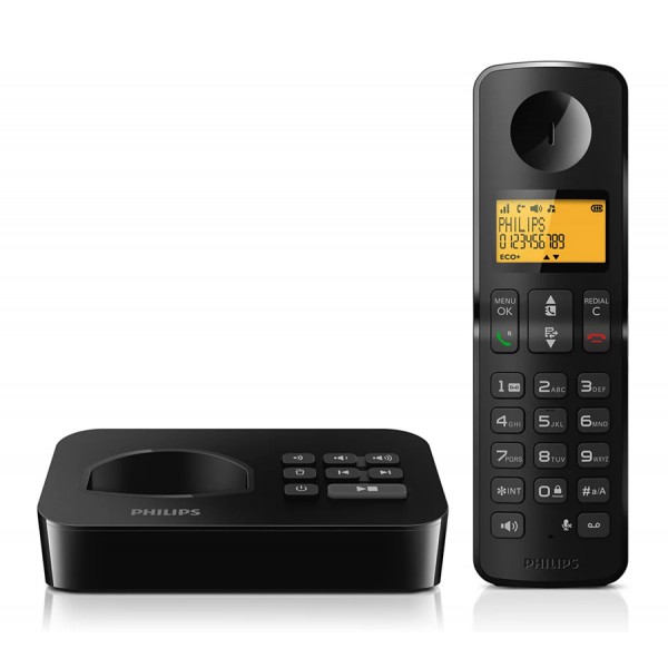 PHILIPS ασύρματο τηλέφωνο D2651B-34, με ελληνικό μενού, μαύρο PHILIPS ασύρματο τηλέφωνο D2651B-34, με ελληνικό μενού, μαύρο