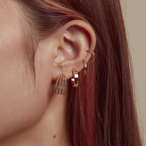 ROXXANI σετ σκουλαρίκια κρίκοι AIE066, 4 σχέδια, χρυσό ROXXANI σετ σκουλαρίκια κρίκοι AIE066, 4 σχέδια, χρυσό