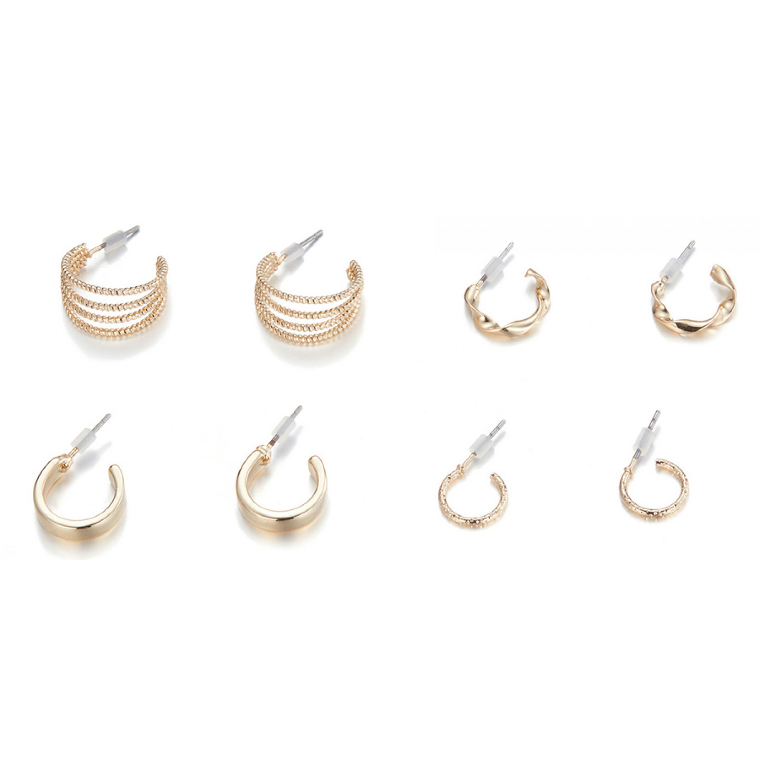 ROXXANI σετ σκουλαρίκια κρίκοι AIE066, 4 σχέδια, χρυσό ROXXANI σετ σκουλαρίκια κρίκοι AIE066, 4 σχέδια, χρυσό