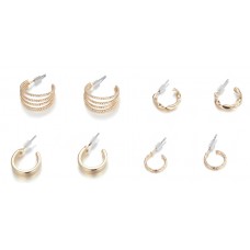 ROXXANI σετ σκουλαρίκια κρίκοι AIE066, 4 σχέδια, χρυσό