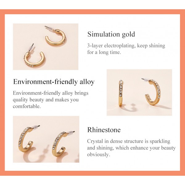 ROXXANI σκουλαρίκια κρίκος AIE075 με κυβική ζιρκόνια, χρυσό ROXXANI σκουλαρίκια κρίκος AIE075 με κυβική ζιρκόνια, χρυσό