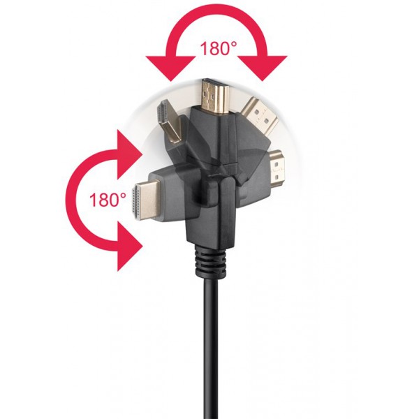 GOOBAY καλώδιο HDMI 61286, Ethernet, 360° βύσμα, 4K, 18Gbit/s, 2m, μαύρο GOOBAY καλώδιο HDMI 61286, Ethernet, 360° βύσμα, 4K, 18Gbit/s, 2m, μαύρο