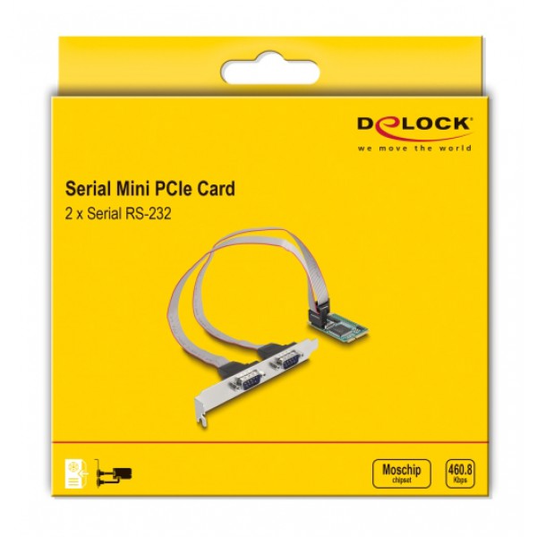 DELOCK κάρτα επέκτασης mini PCIe σε 2x RS-232 95273 DELOCK κάρτα επέκτασης mini PCIe σε 2x RS-232 95273