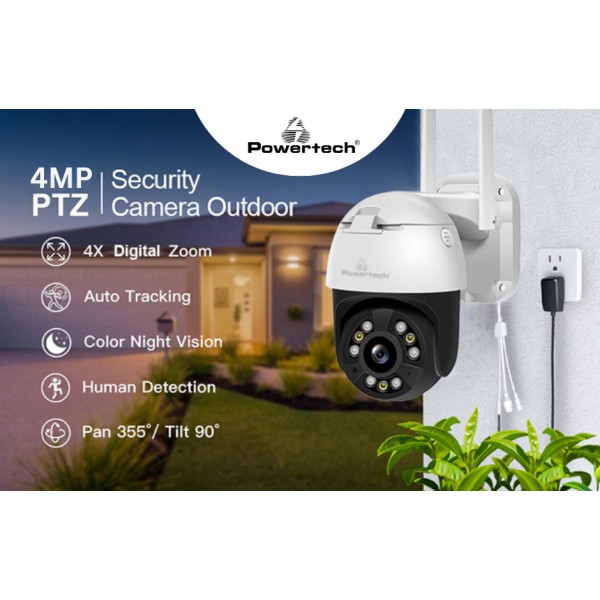 POWERTECH smart κάμερα PT-1086, 4MP, 4x digital zoom, Wi-Fi, PTZ, IP65 POWERTECH smart κάμερα PT-1086, 4MP, 4x digital zoom, Wi-Fi, PTZ, IP65