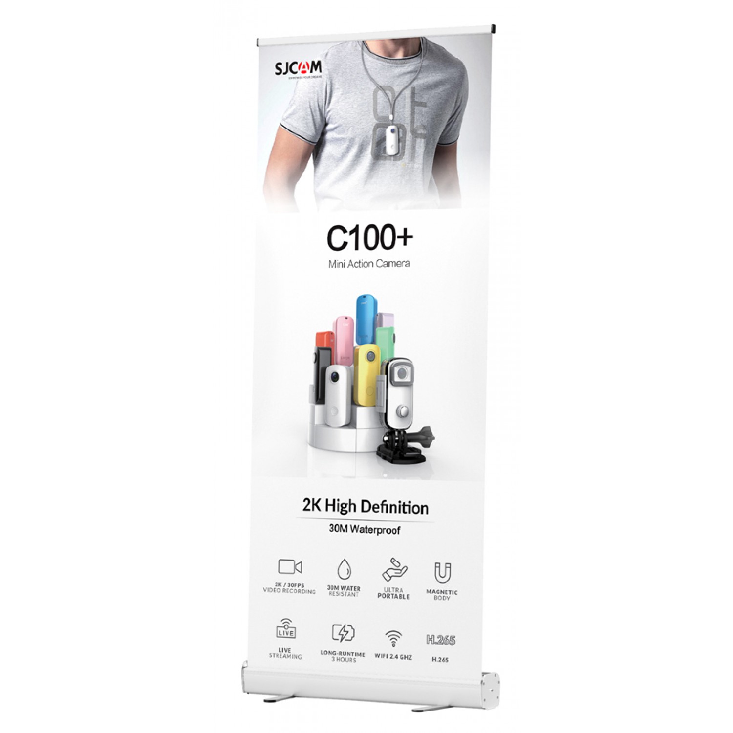SJCAM διαφημιστικό roll up banner με εκτύπωση SJ-C100-4K, 160x60cm SJCAM διαφημιστικό roll up banner με εκτύπωση SJ-C100-4K, 160x60cm