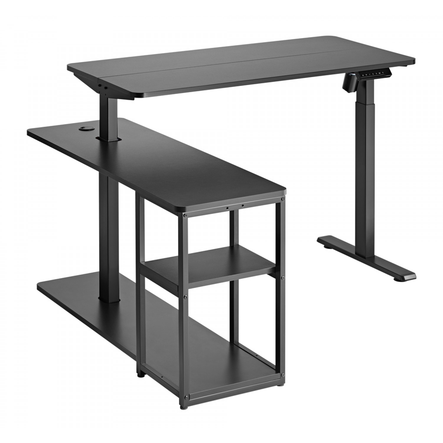 BRATECK ηλεκτρικό γραφείο S08-22DL-2, ρυθμιζόμενο ύψος, 136x120cm, μαύρο BRATECK ηλεκτρικό γραφείο S08-22DL-2, ρυθμιζόμενο ύψος, 136x120cm, μαύρο