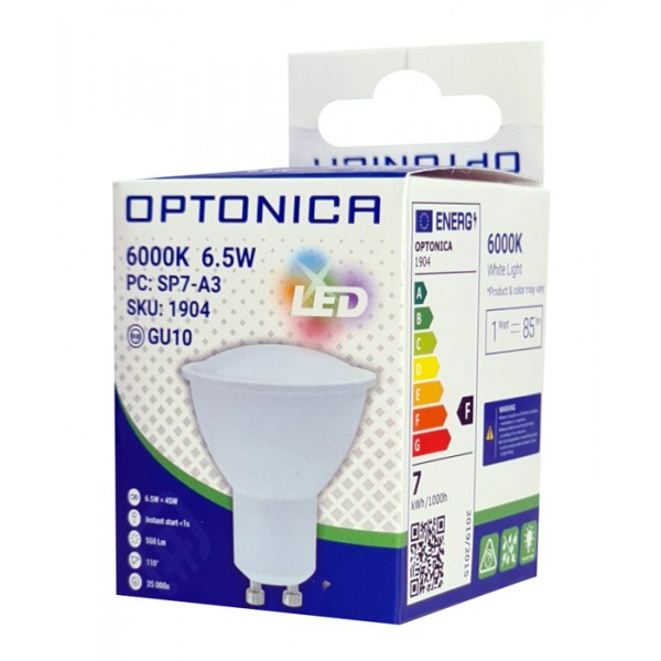 OPTONICA LED λάμπα spot 1904, 6.5W, 6000K, GU10, 550lm OPTONICA LED λάμπα spot 1904, 6.5W, 6000K, GU10, 550lm