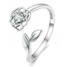 BAMOER δαχτυλίδι BSR325 με κυβική ζιρκόνια, ανοιγόμενο, ασήμι 925, ασημί