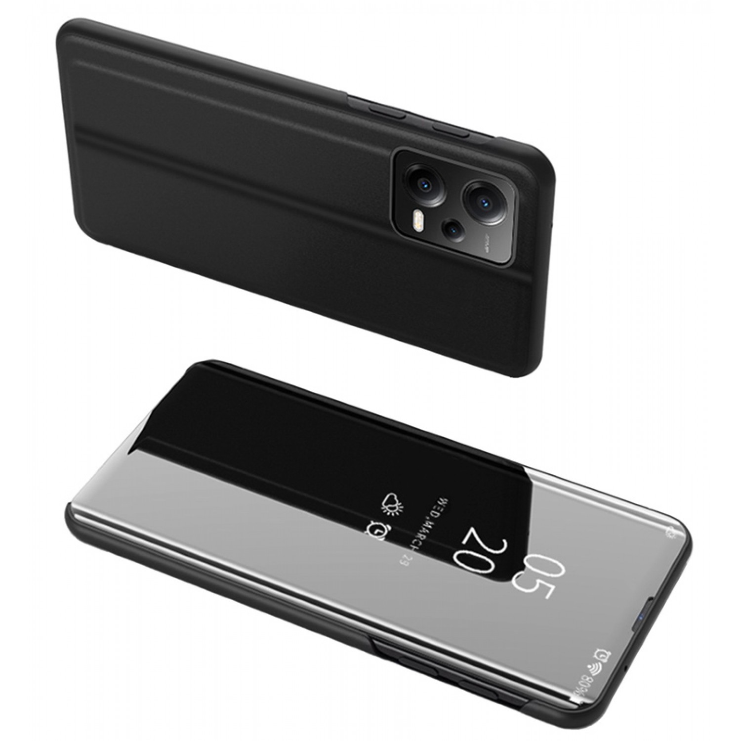 POWERTECH θήκη Clear view MOB-1859 για Xiaomi Note 12 5G/Poco X5, μαύρη