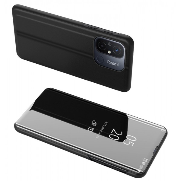 POWERTECH θήκη Clear view MOB-1861, Xiaomi Redmi 11A/12C/Poco C55, μαύρη