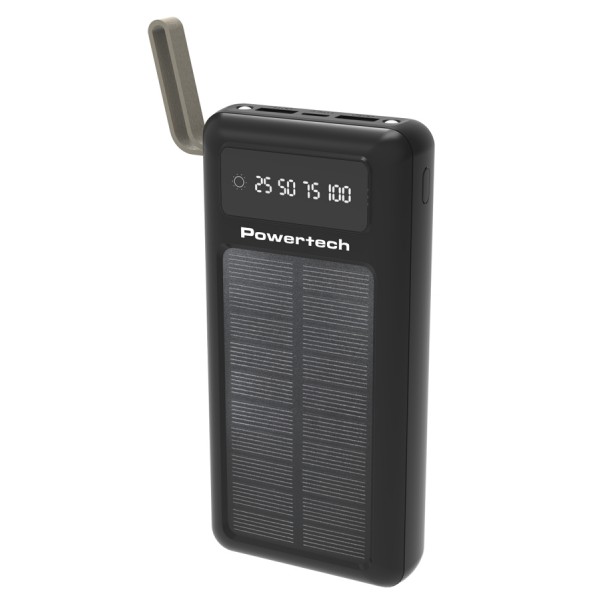 POWERTECH ηλιακό power bank PT-1084 με καλώδια & οθόνη, 20000mAh, μαύρο POWERTECH ηλιακό power bank PT-1084 με καλώδια & οθόνη, 20000mAh, μαύρο
