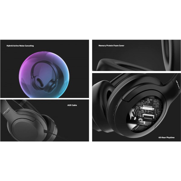 HIFUTURE headphones FutureTour, wireless & wired, Bluetooth, ANC, μαύρα